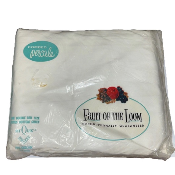 Fruit of the Loom Other - Vintage Fruit Of The Loom Percale Double Bottom Flat Bed‎ Sheet White 81x108